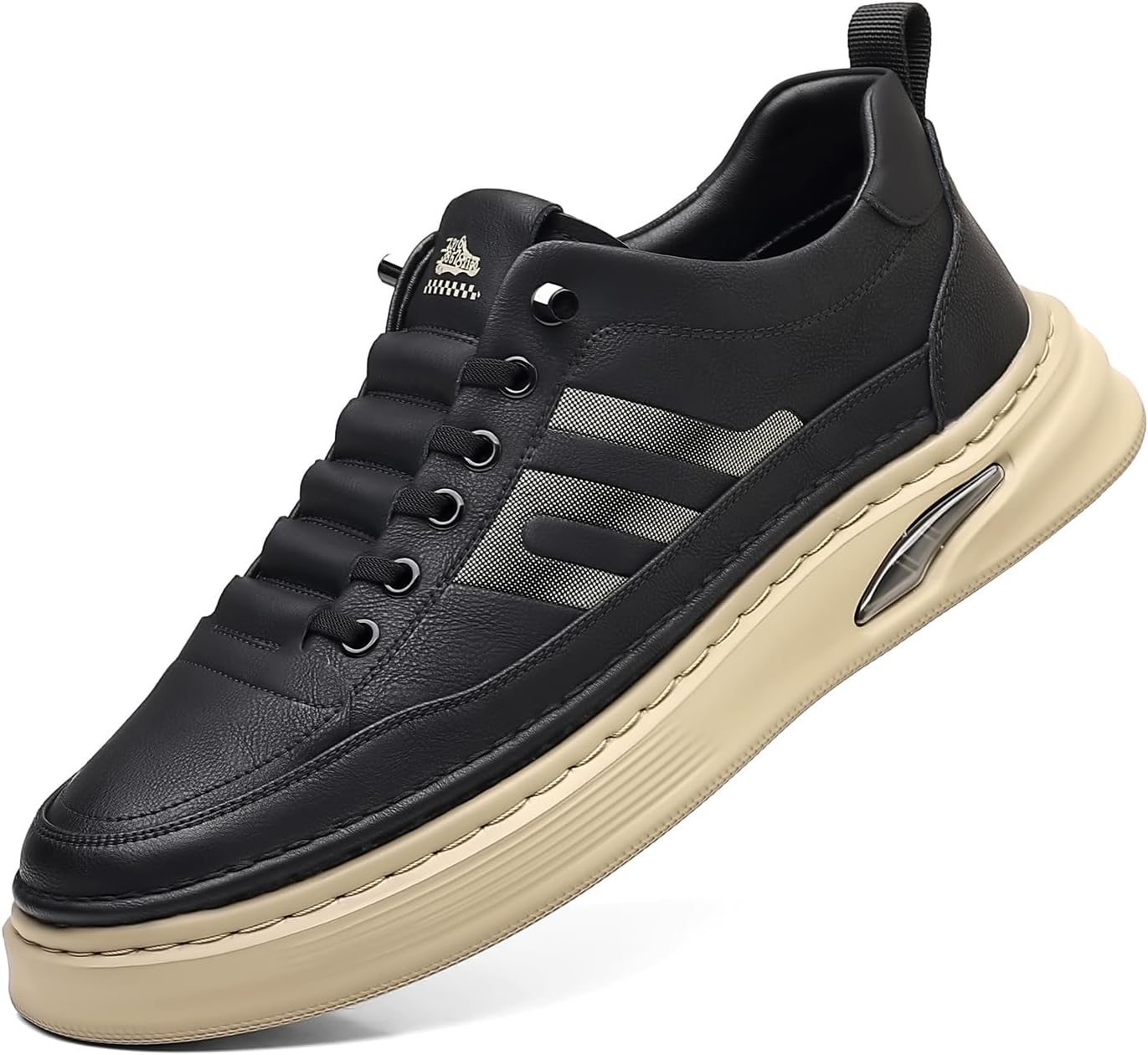 

Мужские кожаные модные кроссовки, повседневные, простые, ручной работы, винтажные, низкие, с закругленным носком, на платформе, слипоны, лоферы, удобные кожаные теннисные туфли Lhyxu, черный