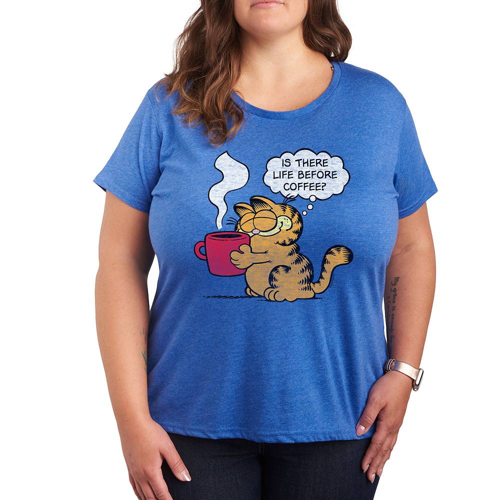 

Футболка с рисунком Plus Garfield Life Before Coffee Licensed Character, цвет Heather Royal Blue