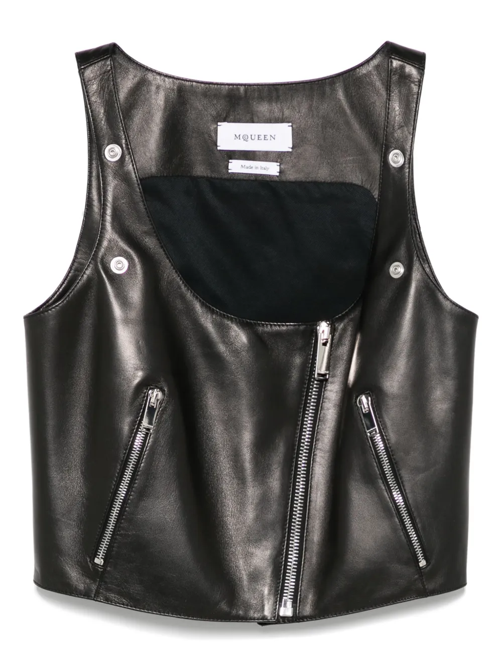 

Кожаный топ Alexander McQueen, черный