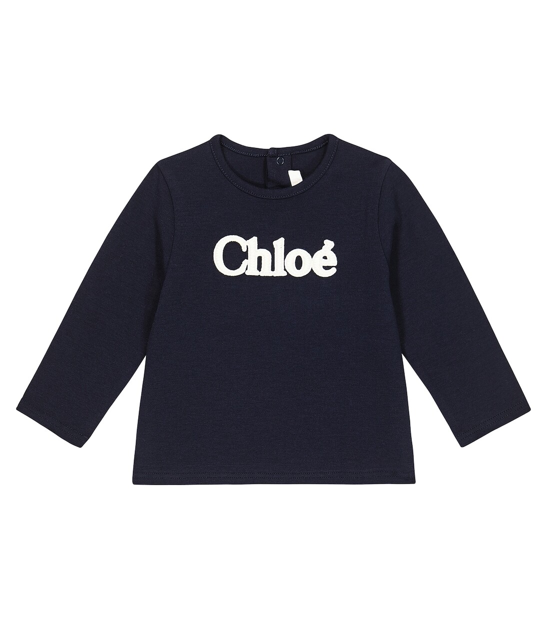 

Хлопковая футболка с вышитым логотипом baby Chloé Kids, синий