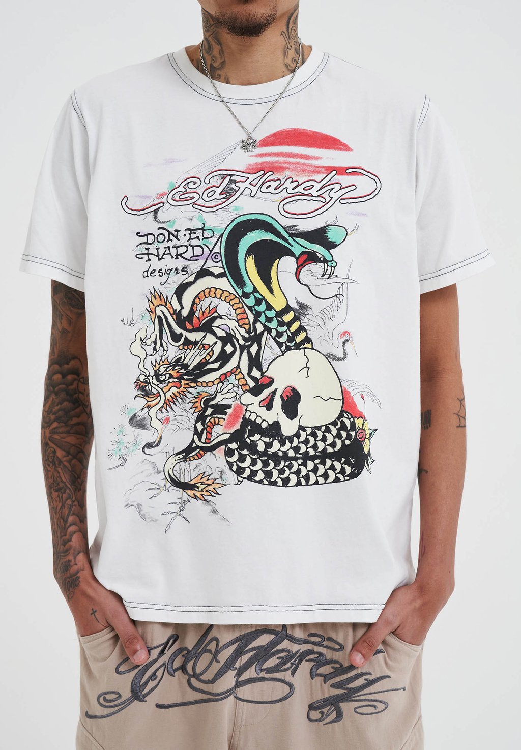 

Футболка с принтом DRAG AND AT SUNSET Ed Hardy, белый
