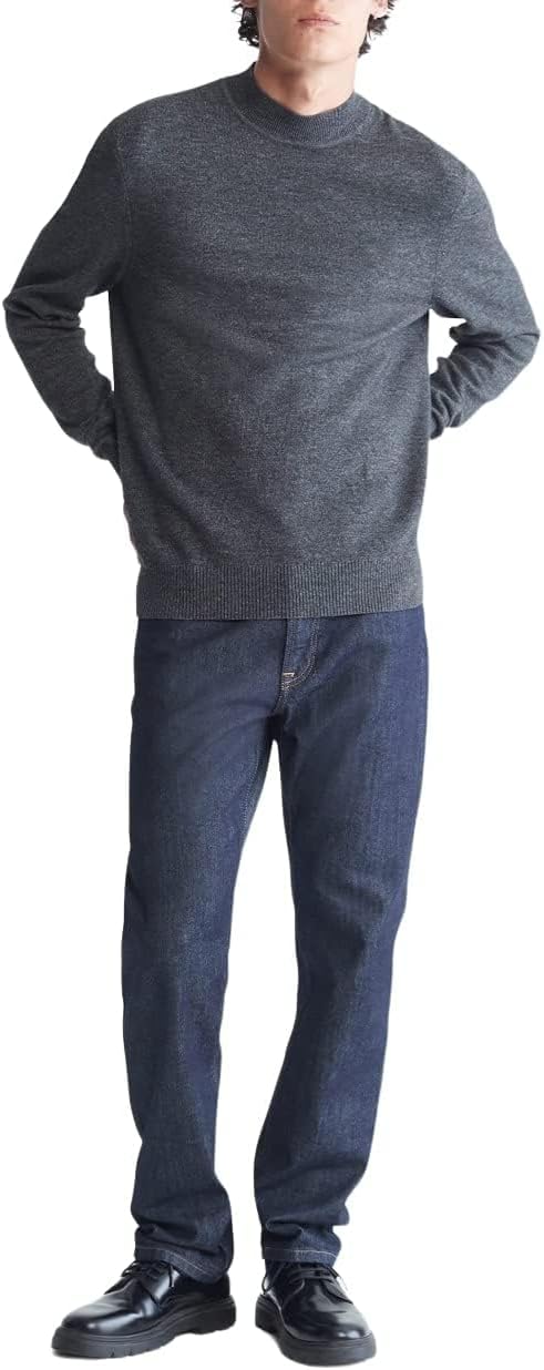 

Мужской свитер Calvin Klein из мериносовой шерсти с воротником-стойкой, Gunmetal Heather