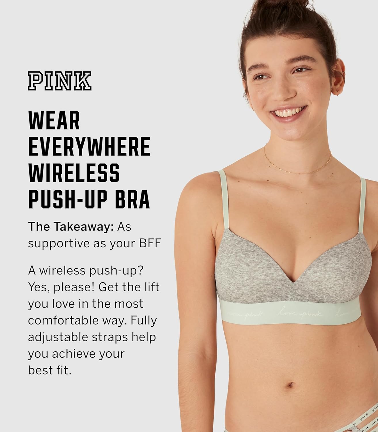 Бюстгальтер Victoria's Secret Women's Pink Wear Everywhere Lightly Lined Wireless, серый — фото 4
