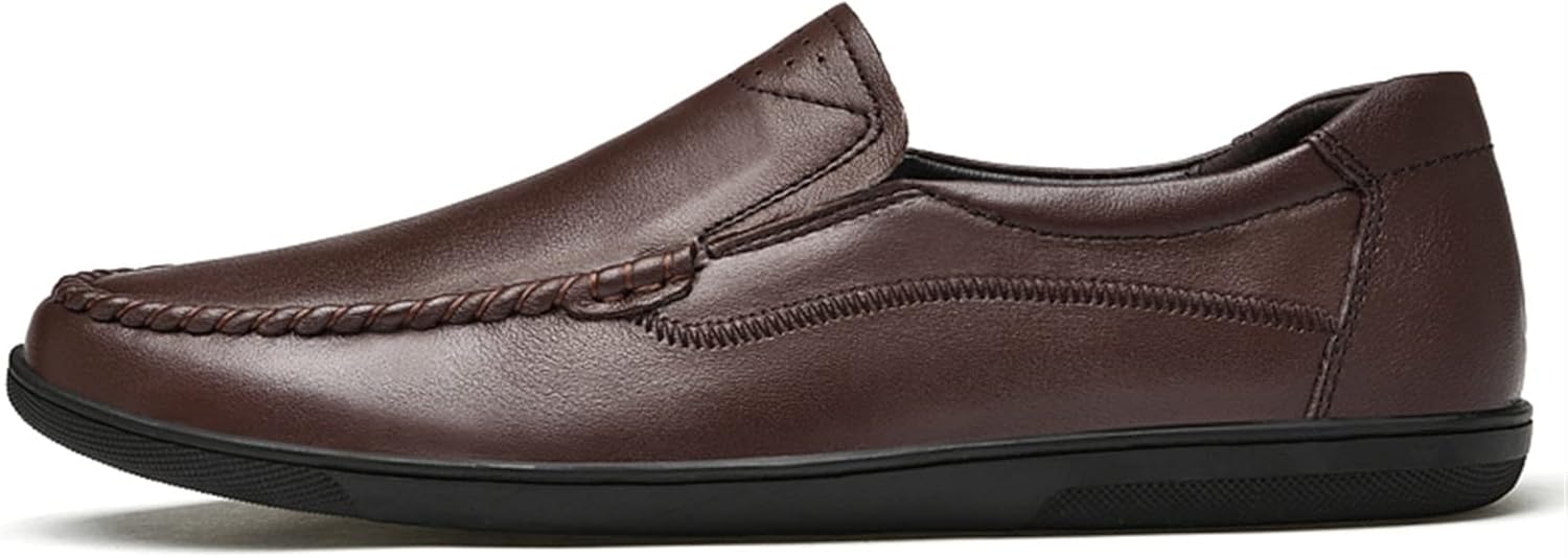 Мужские мокасины XTYPE Loafer, кеды для вождения из натуральной кожи, с отделочной строчкой, круглым носком, перфорированным вариантом, на плоской подошве, гибкие, устойчивые, для вождения, без шнурков (Цвет: черный перфорированный, Размер: 8.5) — фото 3
