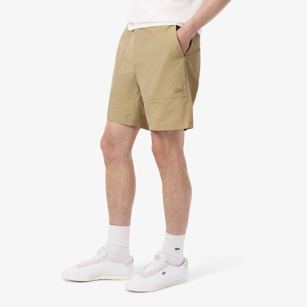 Мужские шорты с декоративной строчкой бежевые от Lacoste — фото 2