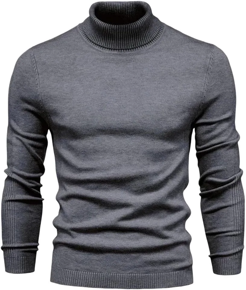 

Мужской свитер с высоким воротником, утепленный, приталенный