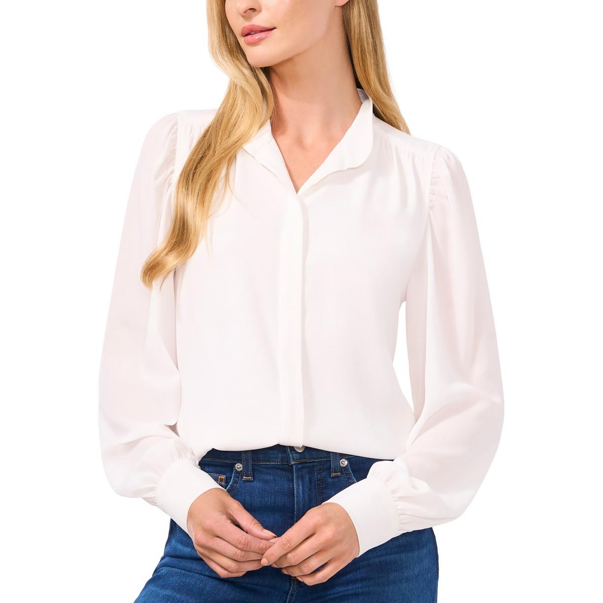 

Женский однотонный шифоновый топ на пуговицах CeCe, цвет new ivory