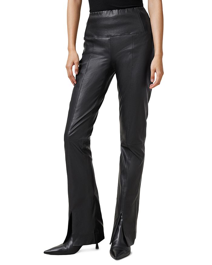 

Расклешенные кожаные брюки Cora ALLSAINTS, черный