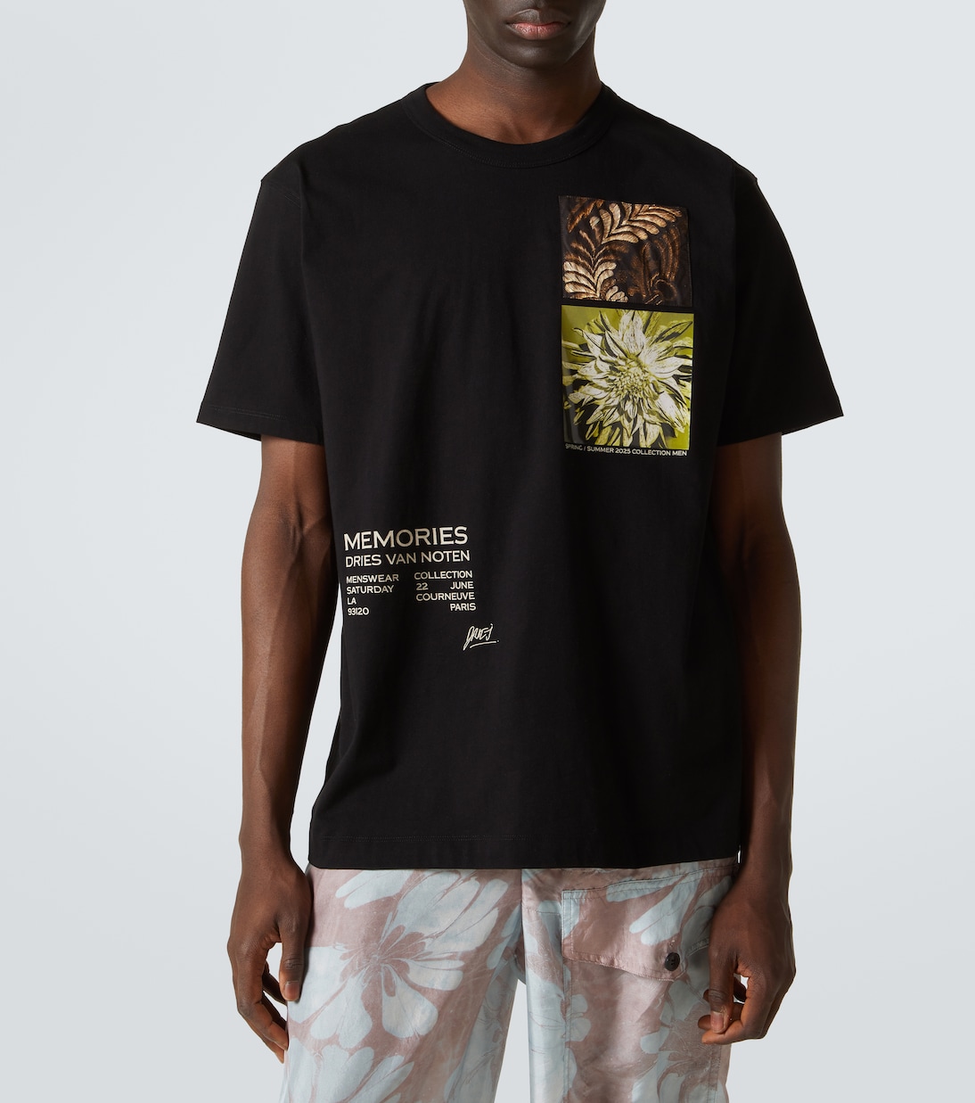 Футболка из хлопкового джерси с принтом Dries Van Noten, черный — фото 3