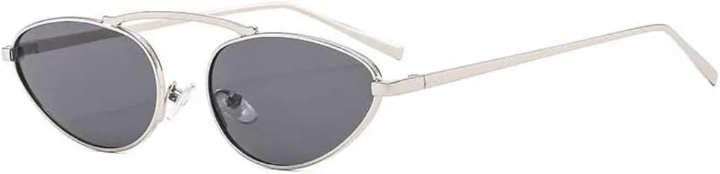 

Панк-роскошные металлические солнцезащитные очки в маленькой оправе «кошачий глаз» для женщин и мужчин, для активного отдыха на природе и вождения, трендовые, с защитой от УФ-излучения UV400 TVTBBVV, Silver Gray