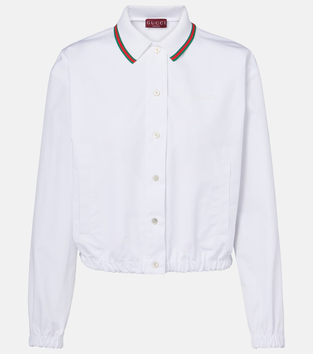 

Рубашка из хлопкового поплина с веб-полоской Gucci, White/Mix