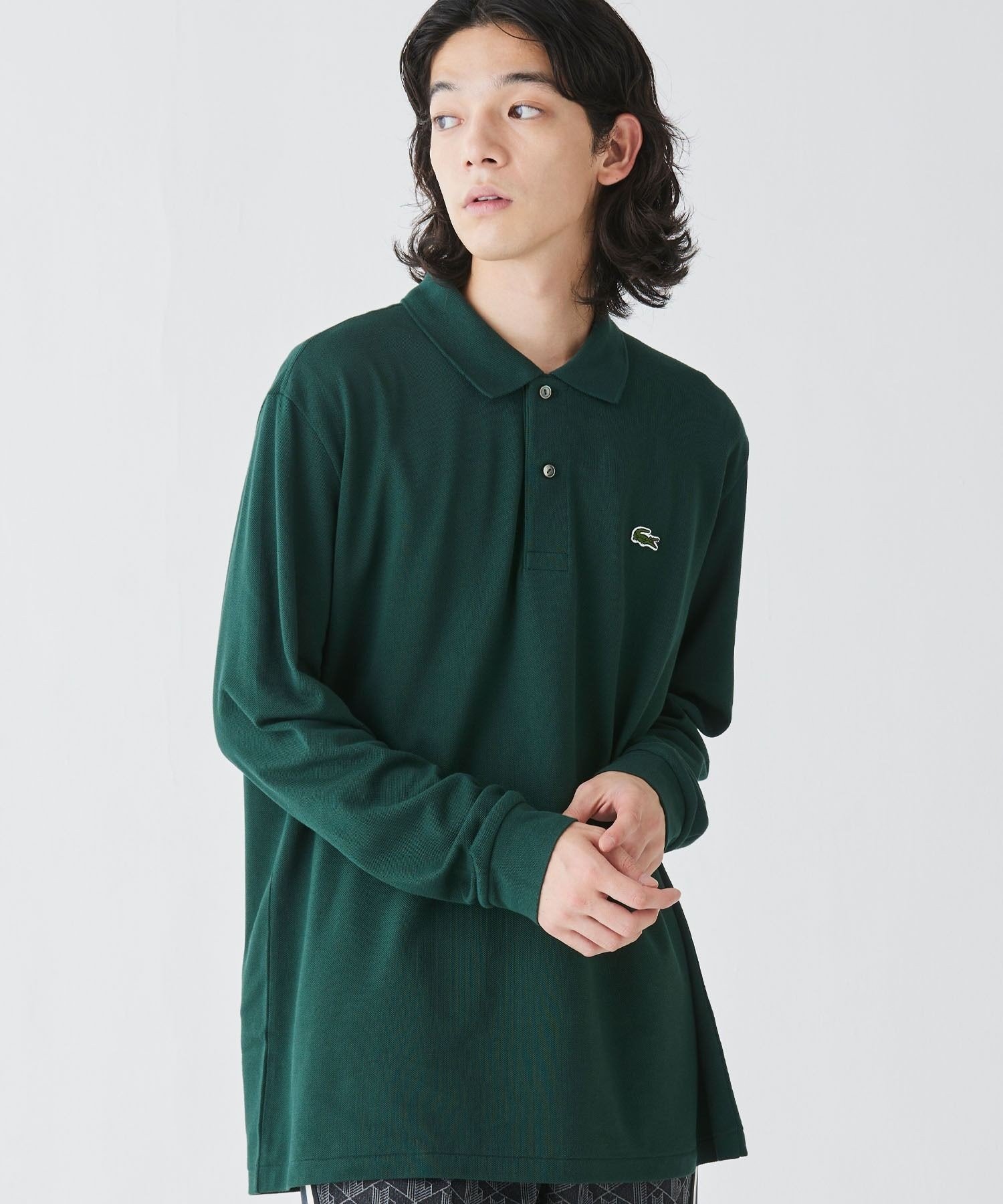 Рубашка-поло с длинным рукавом оригинального кроя LACOSTE, Dark Green