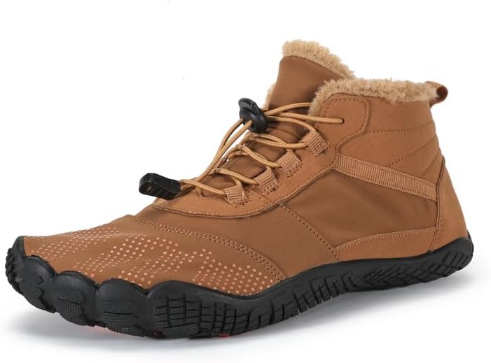 

Зимние ботинки-снегоступы для мужчин, водонепроницаемые зимние ботинки, широкий носок, с меховой подкладкой, минималистичные туристические кроссовки, противоскользящие Soft Time Toy, коричневый