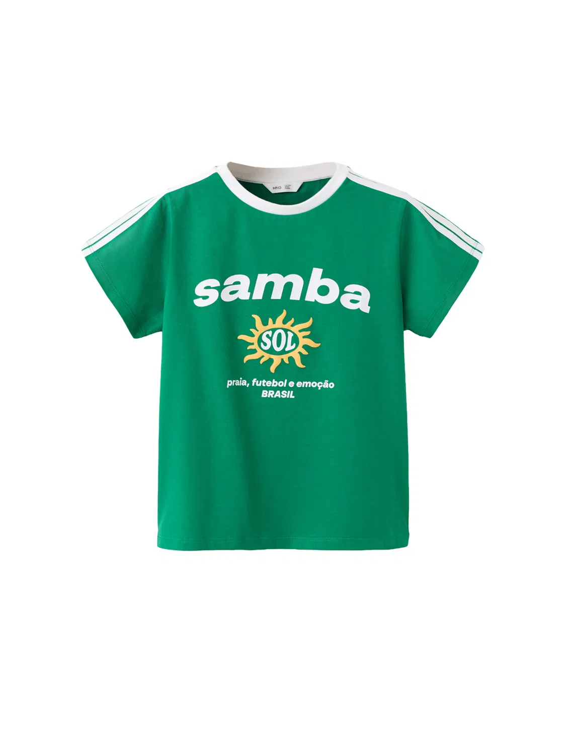 Детская футболка Mango Kids BRASIL зеленого цвета