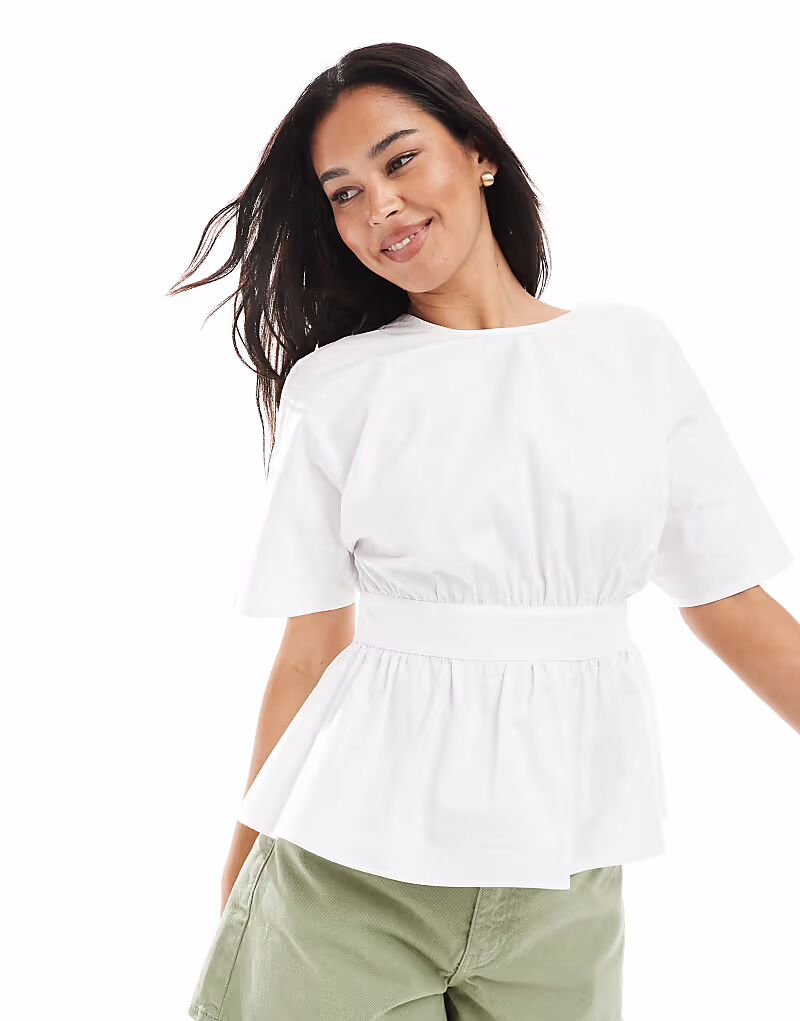 

Белая блузка с завязкой на талии и открытой спиной Asos Design