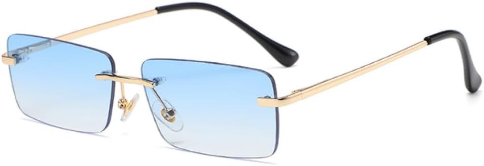 

Винтажные квадратные солнцезащитные очки MUTYNE, маленькие женские солнцезащитные очки без оправы, металлические солнцезащитные очки с защитой от УФ-излучения UV400, Gold Blue