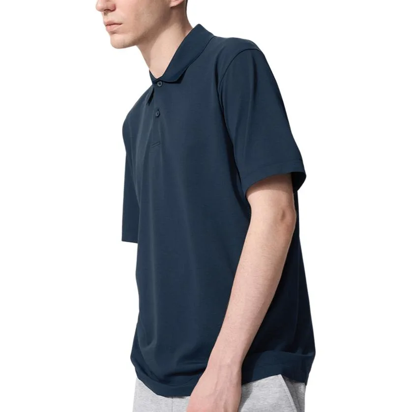 UNIQLO Футболка-поло унисекс темно-синяя