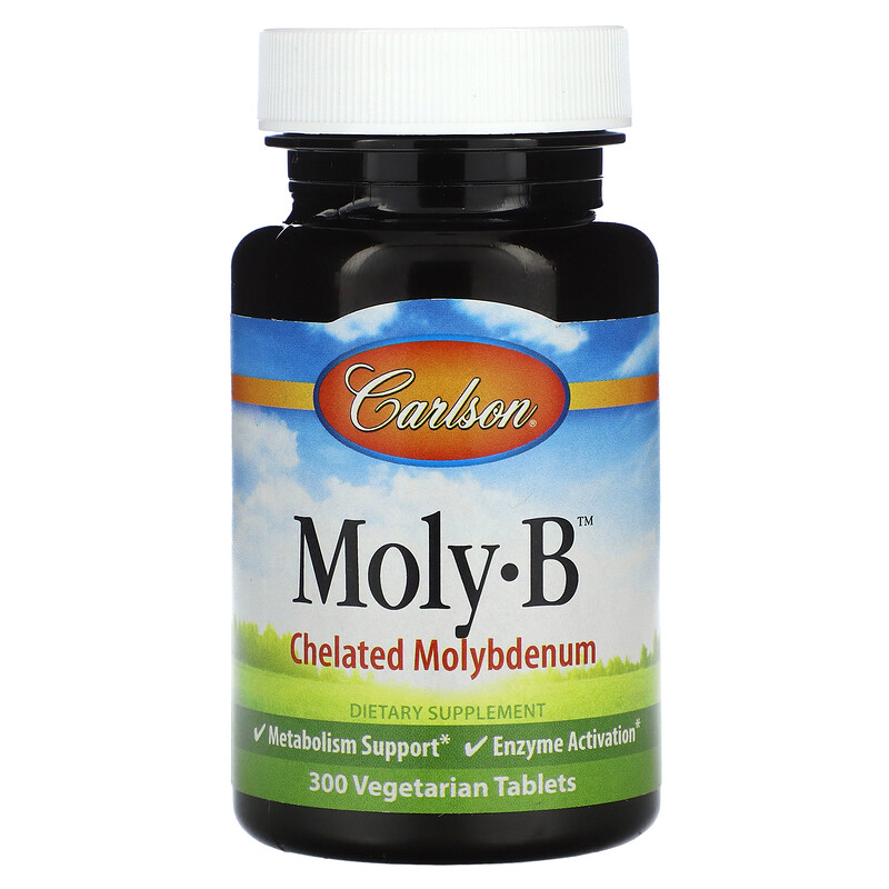 

Carlson, Moly-B , хелатный молибден, 500 мкг, 300 вегетарианских таблеток