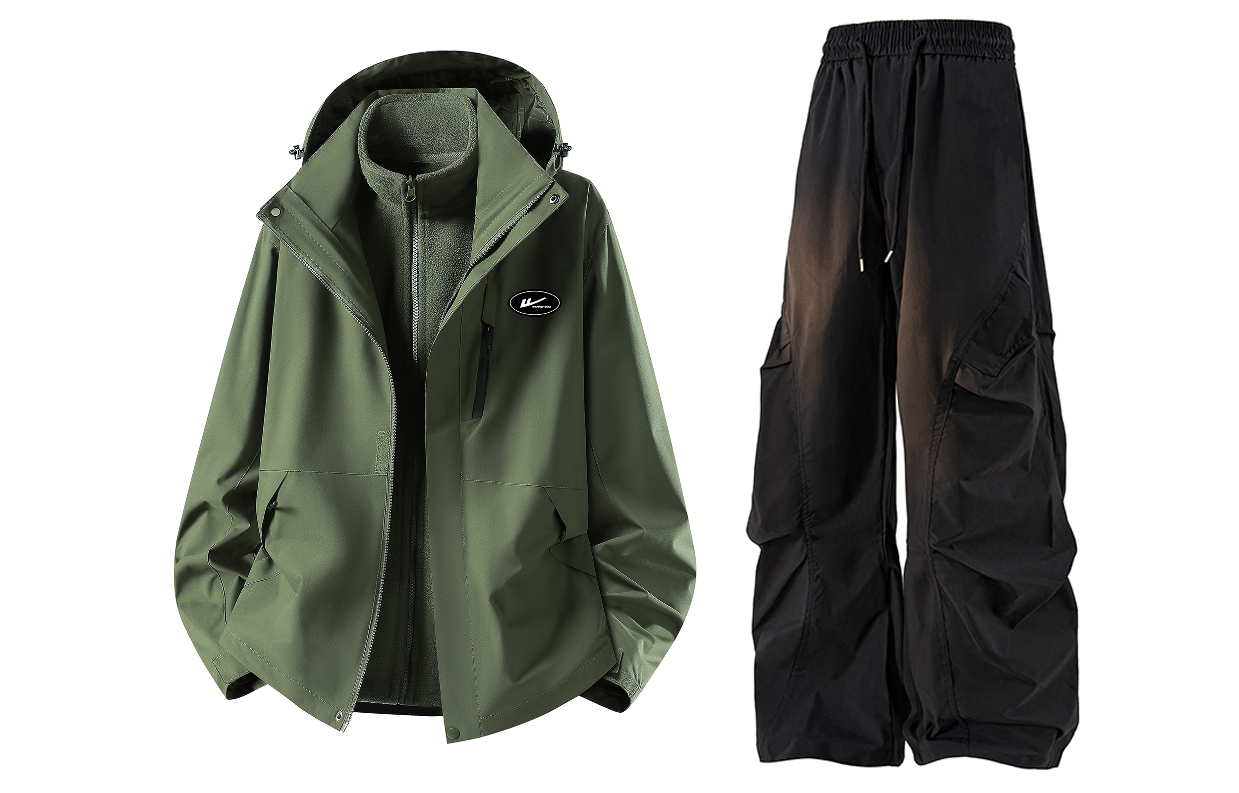 

Ветровка Unisex WARRIOR, army зеленый+черный (3 pack diy badge)