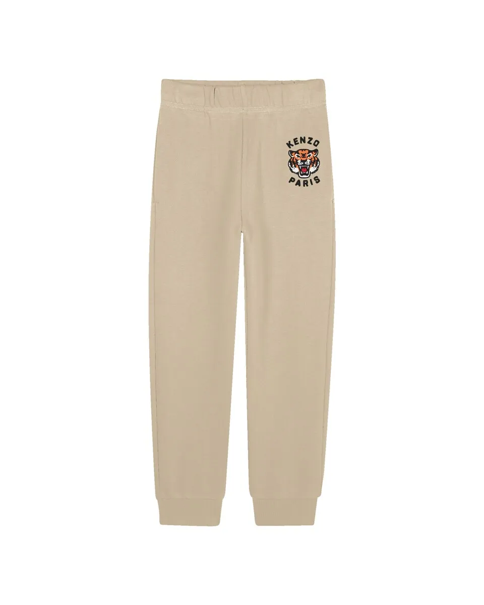

Детские спортивные брюки из хлопка с эластичной талией Kenzo Kids, бежевый