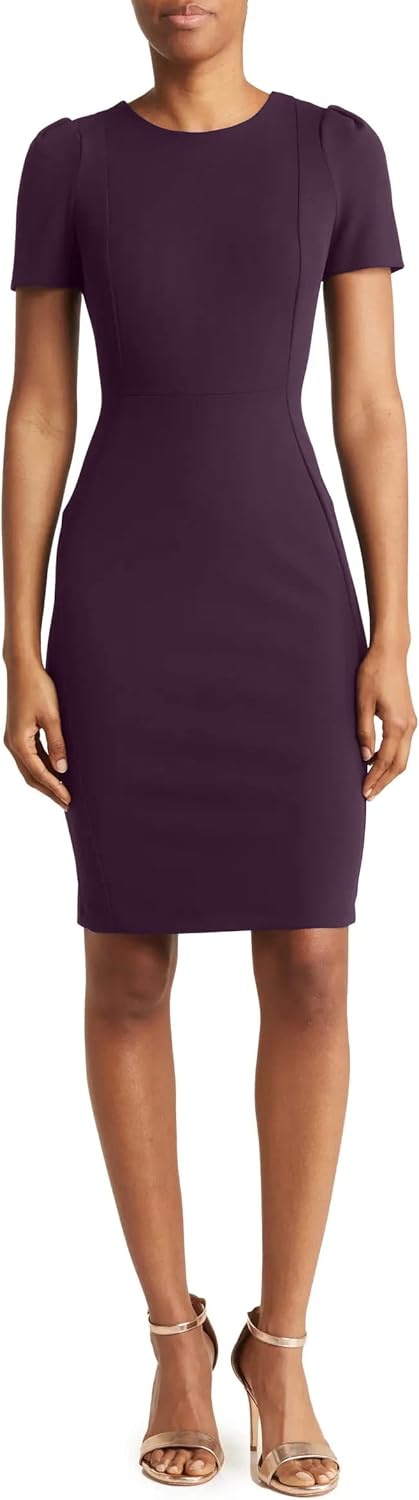 

Женские повседневные платья-футляры Calvin Klein с короткими рукавами и швами в деловом стиле, Purple