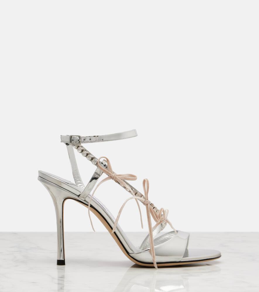 Песочники Lula 100 из металлизированной кожи Jimmy Choo, Silver/Macaron — фото 4