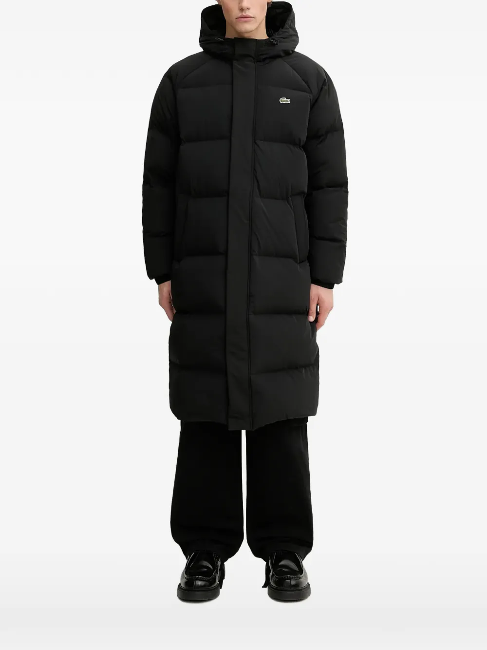 

Утепленное пальто с капюшоном Lacoste, черный