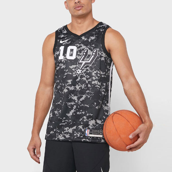 Спортивная футболка nba city limited jersey sw fan edition 2018-19 season spurs black camouflage Nike, черный — фото 4