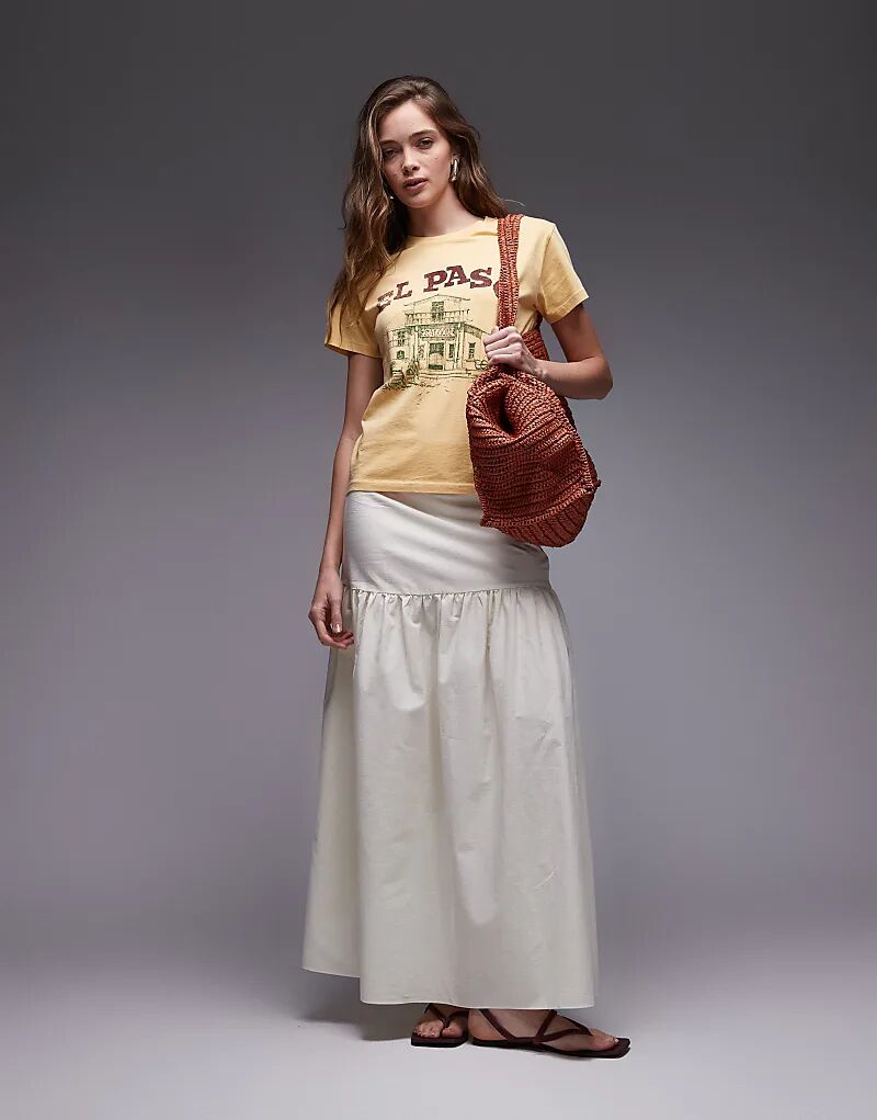 

Юбка макси ASOS DESIGN из льняного материала с заниженной талией цвета экрю
