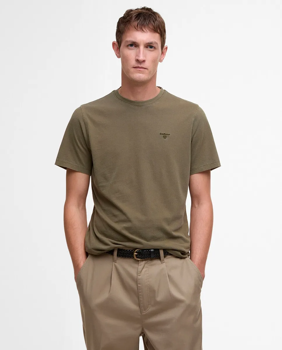 

Мужская однотонная футболка с коротким рукавом Barbour, цвет Verde Militar