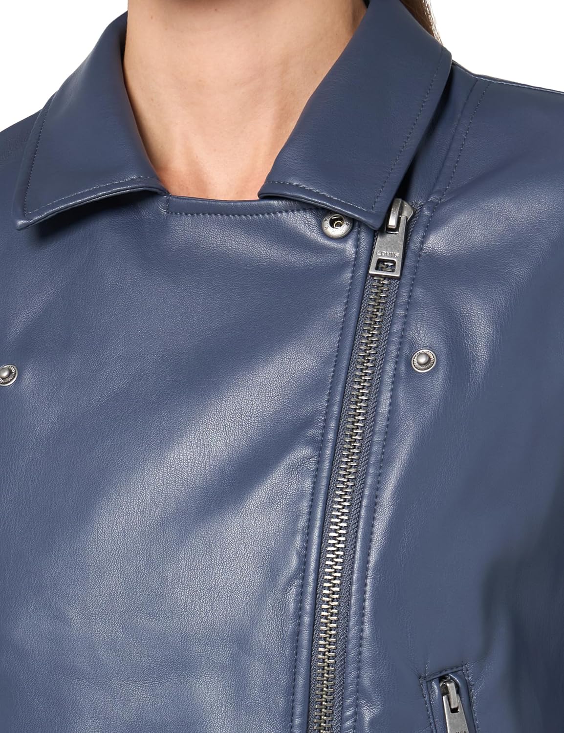 Женская куртка-косуха Levi's из гладкой искусственной кожи, голубой — фото 2