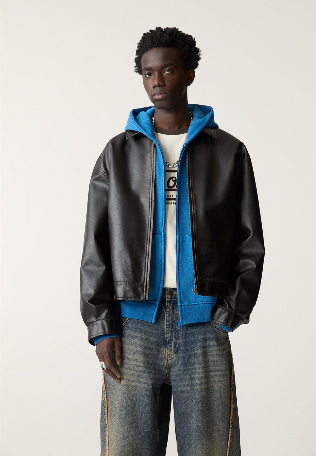 

Куртка из искусственной кожи PULL&BEAR, темно-коричневый