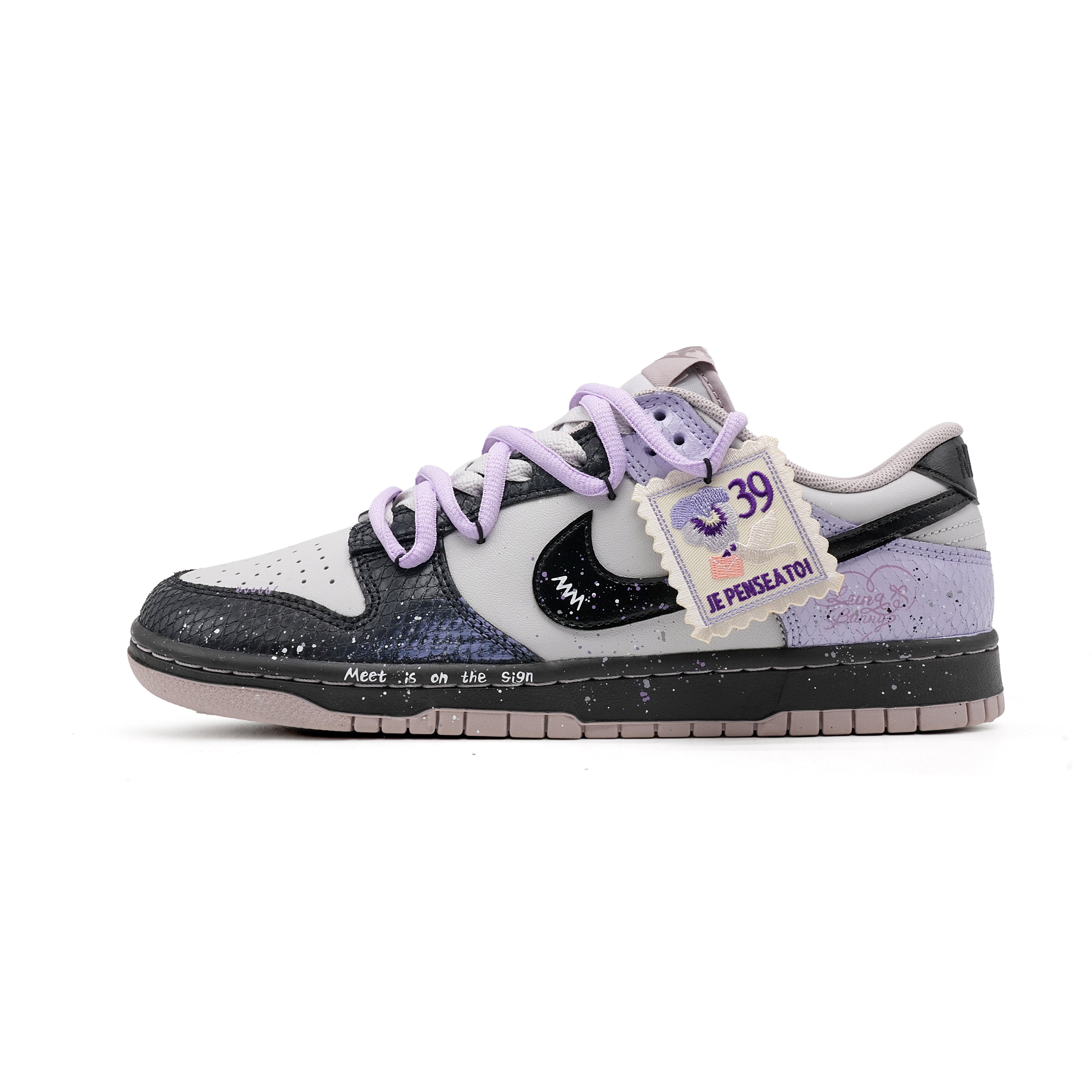 

Nike Кроссовки для скейтбординга Dunk Night Walker Abrasion Resistant Slip Resistant низкие мужские черные фиолетовые