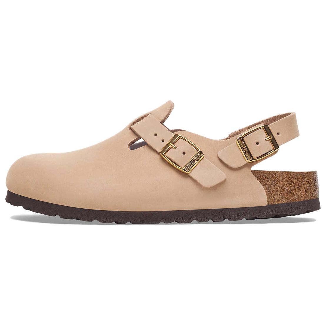 Женские сабо Birkenstock Tokio с ремешком на пятке кожаные, бежевый