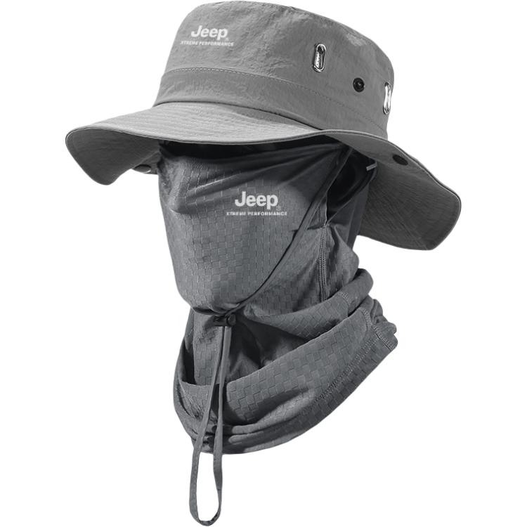 

Jeep Унисекс шапка от солнца из полиэстера, Gray Two-Piece Set 2 (Hats & Caps+Mask)