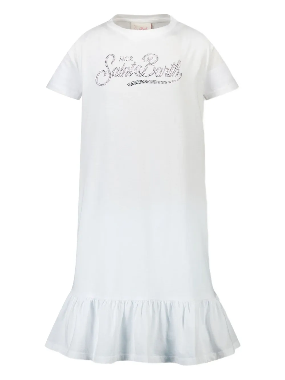 

Платье с оборками, украшенное стразами MC2 Saint Barth Kids, белый