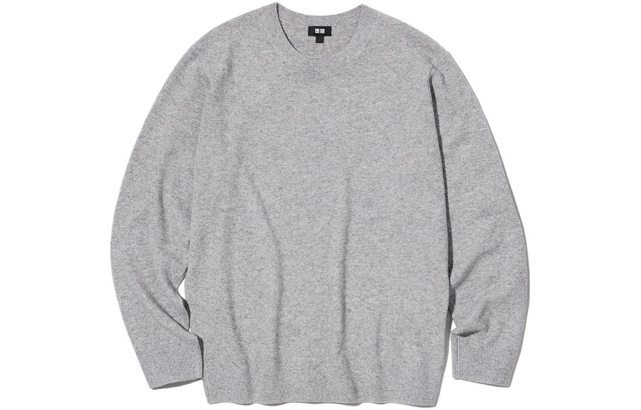 Толстовка SS23 Cashmere мужская UNIQLO, светло-серый — фото 3