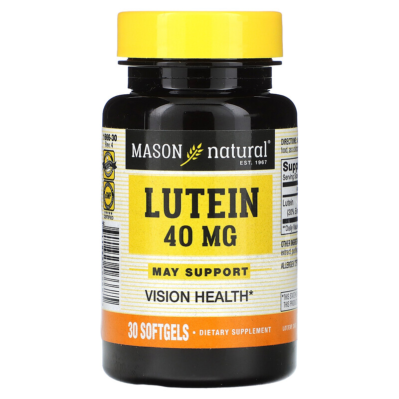 

Mason Natural, Лютеин, 40 мг, 30 мягких таблеток