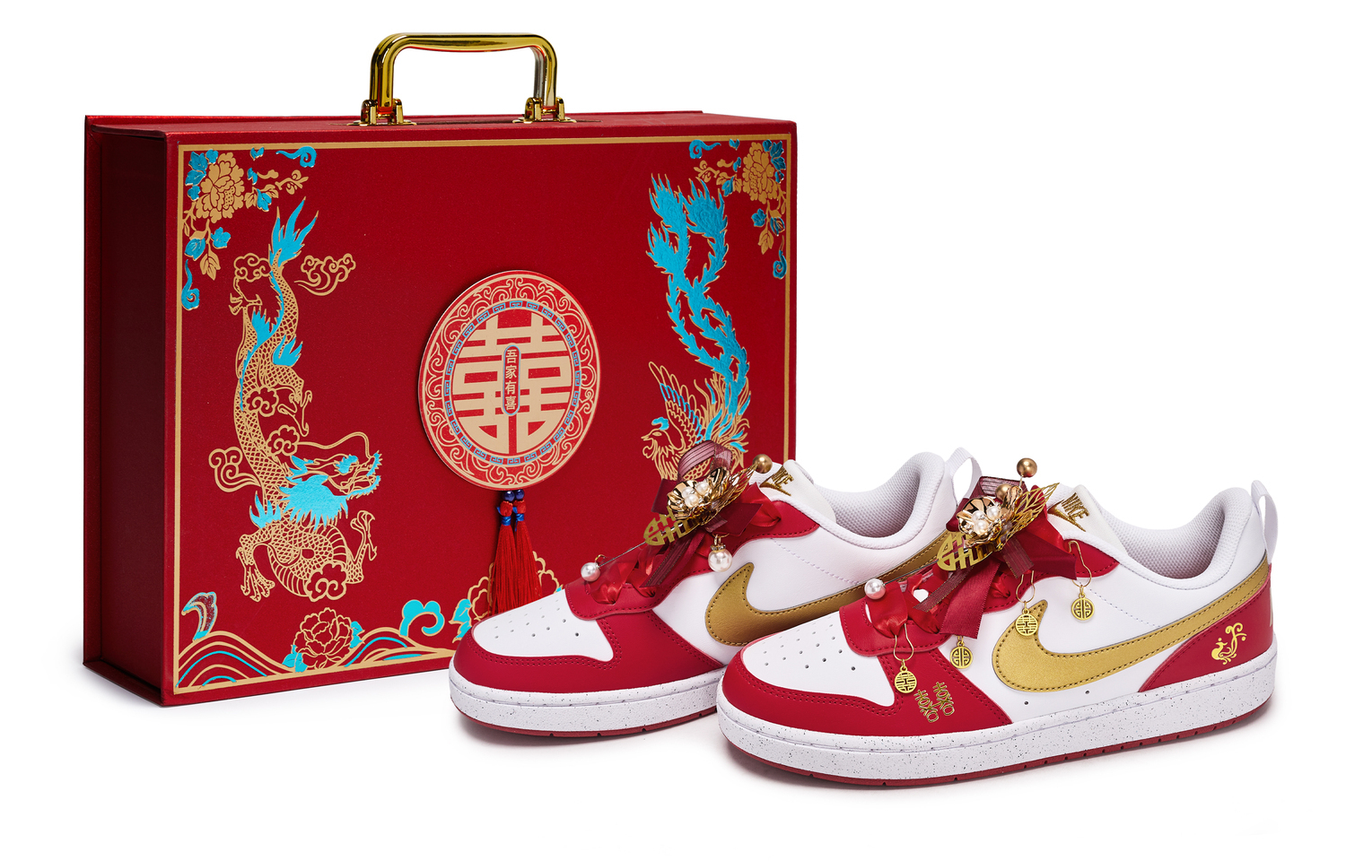 

Court Borough 811 Manufacturing, Perfect Match Forever, подарочная коробка, нескользящие низкие детские скейтборд-кроссовки Nike, белый красный золотой