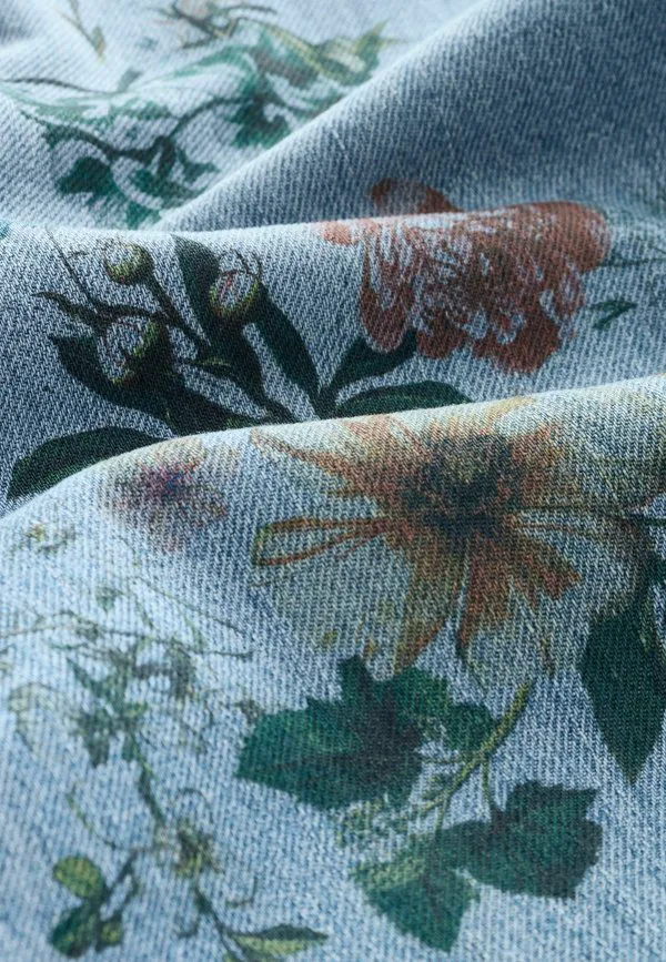 Джинсы свободного кроя с широкими штанинами Next, Mid Blue Denim Floral Print — фото 3