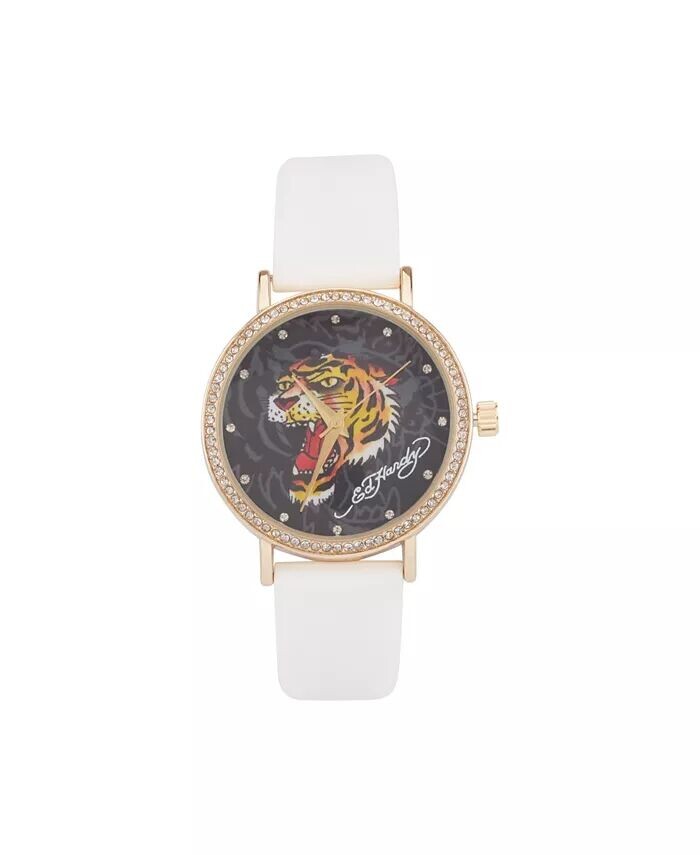 

Женские кварцевые часы с белым силиконовым ремешком 38 мм Ed Hardy, белый
