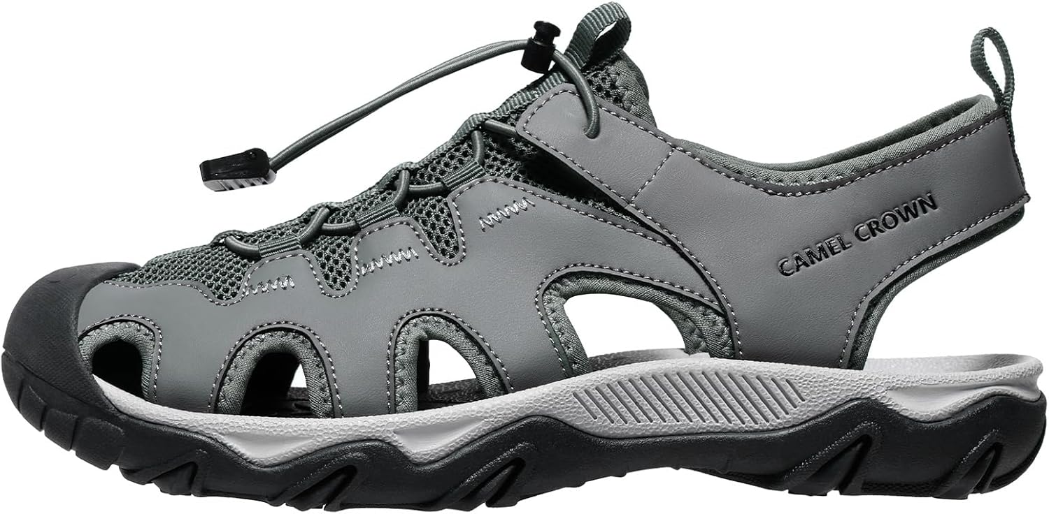 

Мужские походные сандалии CAMEL CROWN противоскользящие, спортивные водные туфли с поддержкой свода, с закрытым носком, летние сандалии для кемпинга, пляжа и активного отдыха на улице, серый