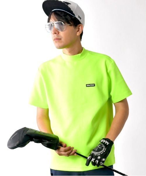 

Футболка для гольфа с коротким рукавом и воротником-стойкой Stella77golf, желтый флуоресцентный