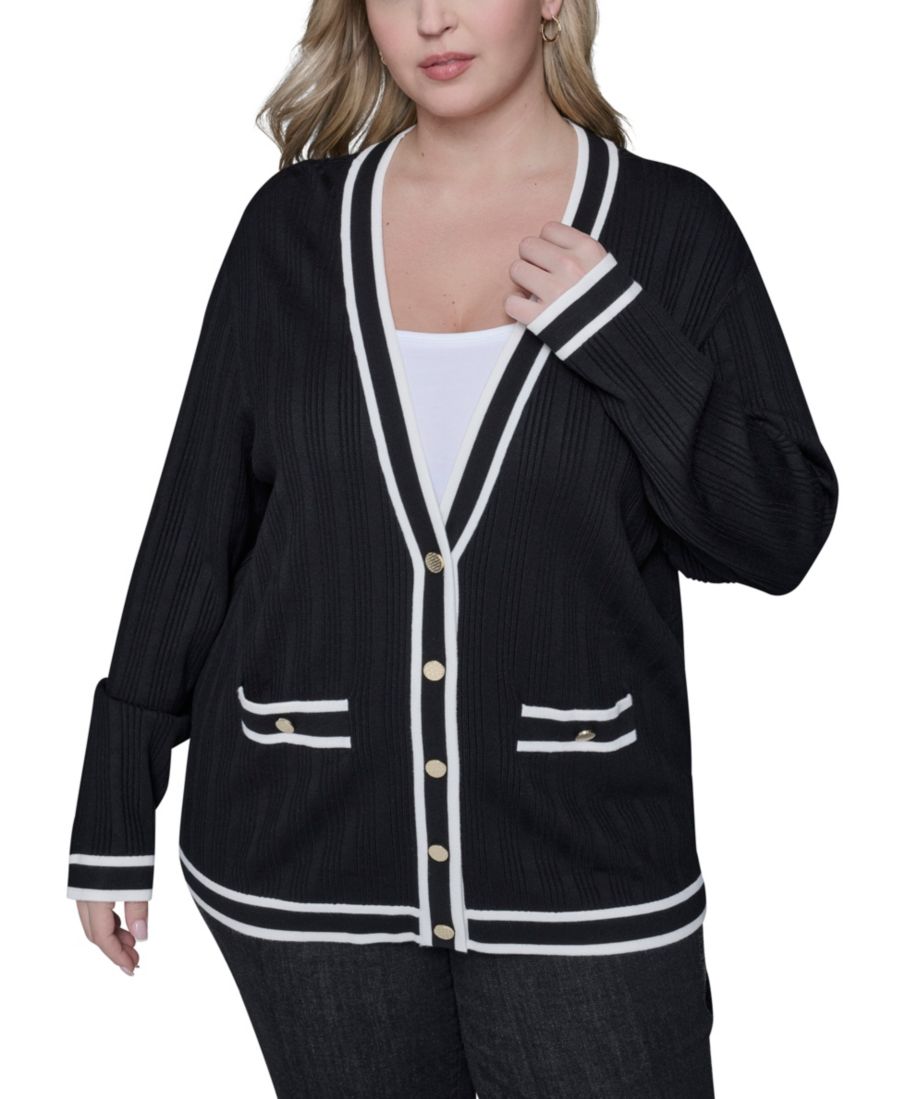 

Женский кардиган больших размеров с V-образным вырезом и застежкой на пуговицы спереди KARL LAGERFELD PARIS, Black