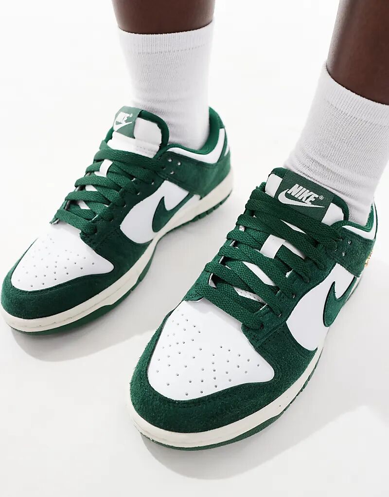 Кроссовки Nike Dunk Low белого и зеленого цветов — фото 3