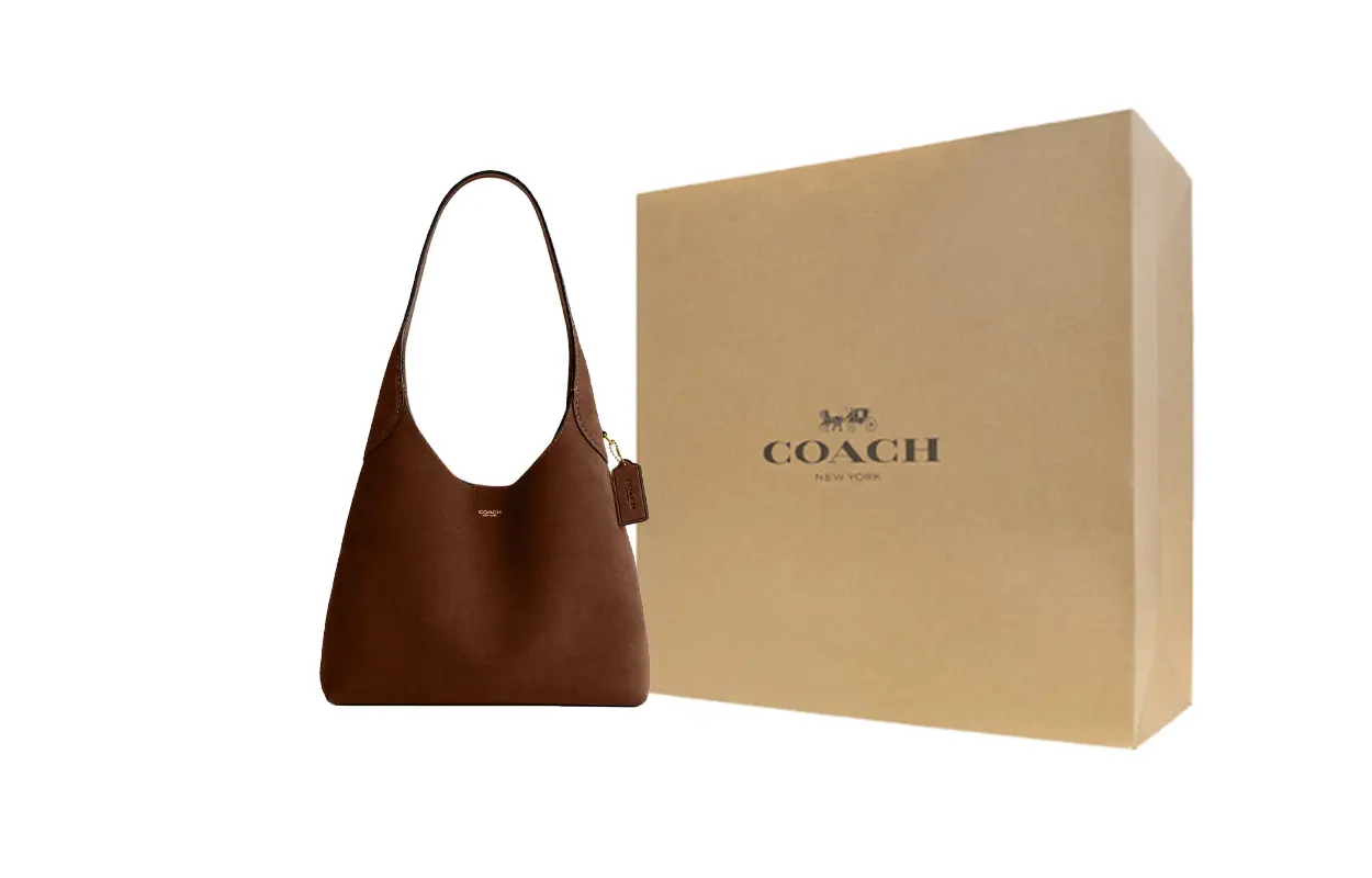 

COACH Бруклин кожаная сумка через плечо среднего размера для женщин тёмно-коричневая