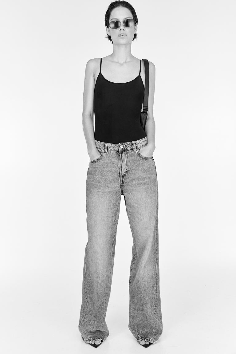 

Широкие высокие джинсы H&M, серый