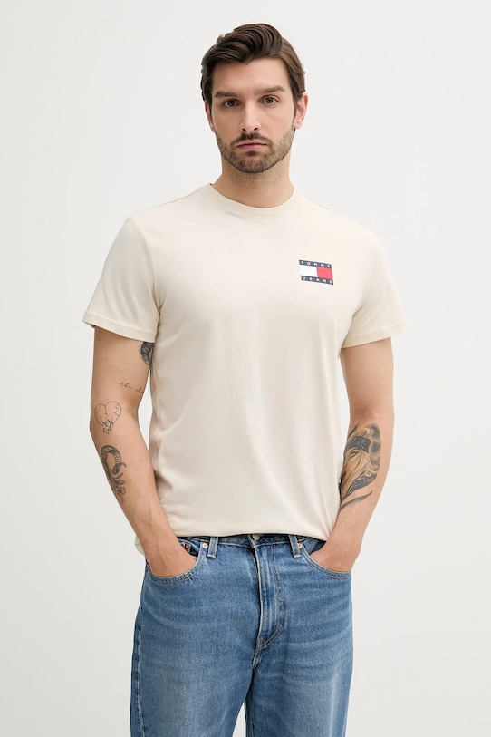

Хлопковая футболка Tommy Jeans, бежевый