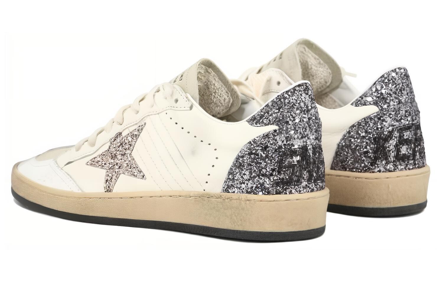 Кроссовки Golden Goose Ball Star Glittered Leather Sneakers, белый — фото 3