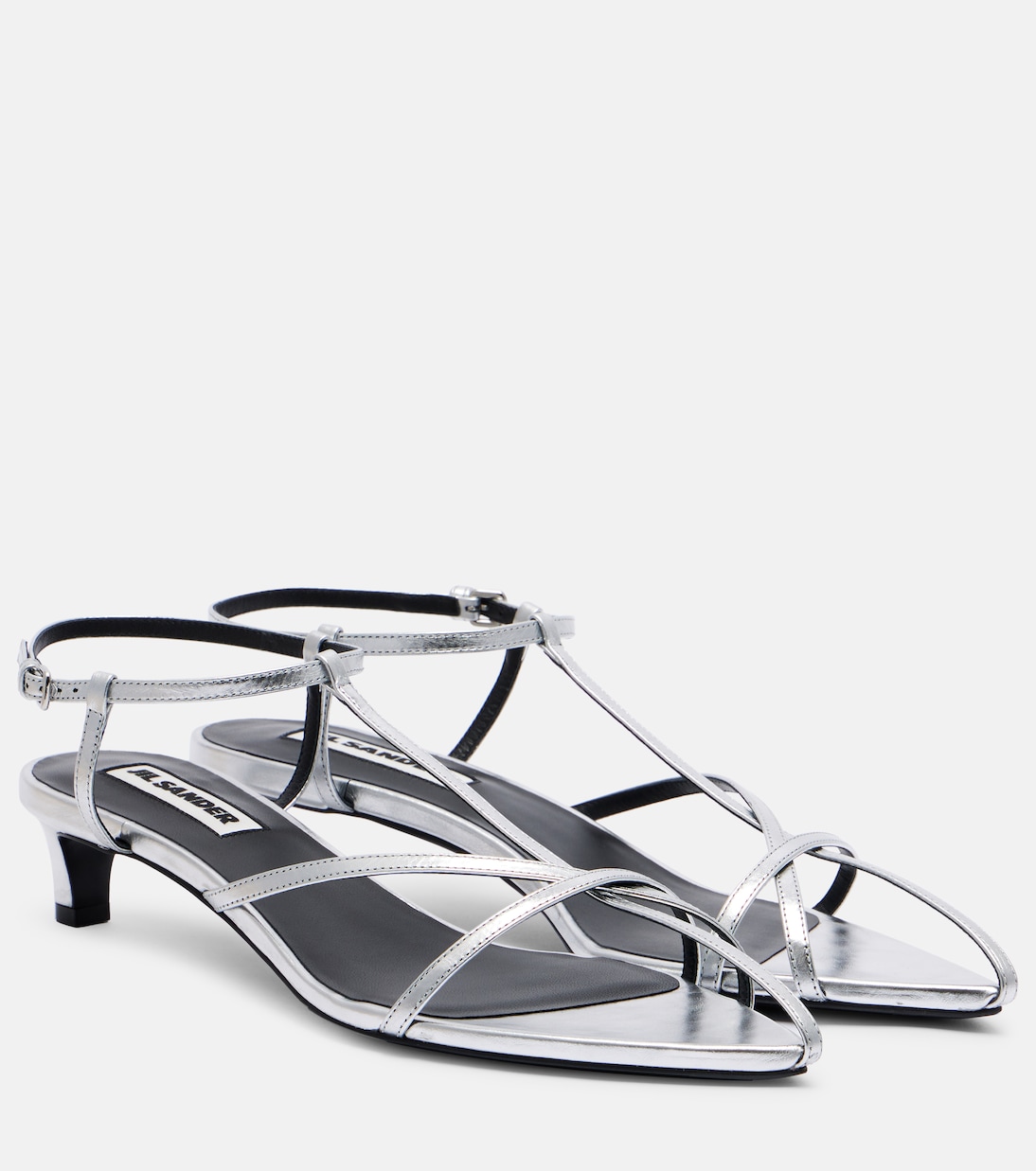 Металлизированные кожаные сандалии Jil Sander, Sky Grey